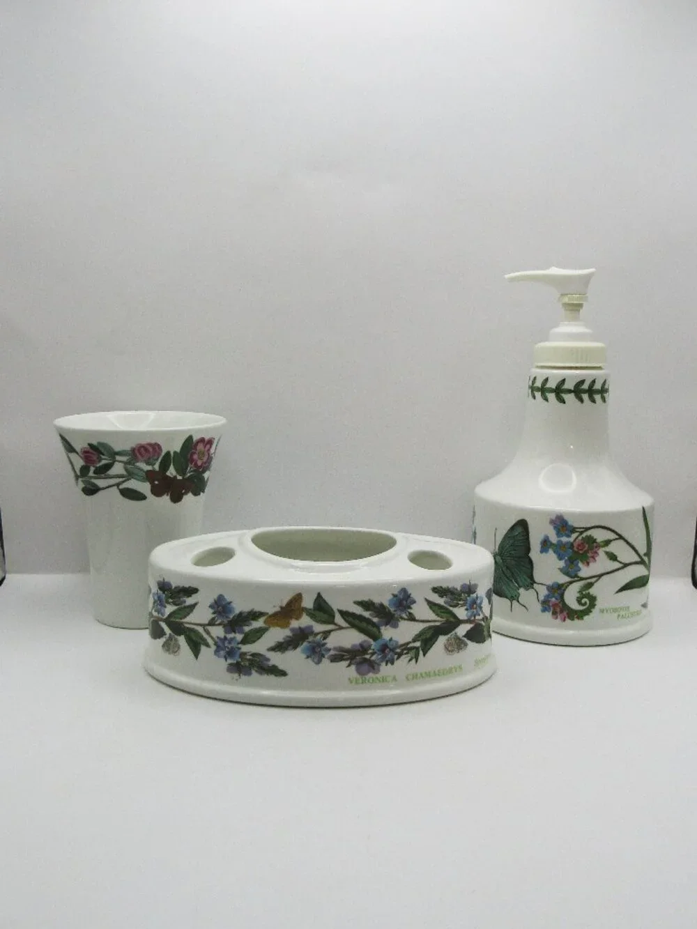 Portmeirion Ceramic Toothbrush Holder, Tumbler and Soap/Lotion Dispenser